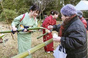 Sake festival for good health in western Japan