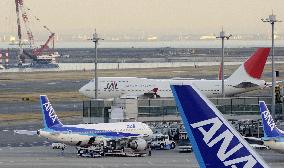 JAL, ANA airplanes at Haneda airport