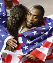 Gay gets triple gold, U.S. wins 4x100 relay