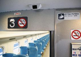 Security cameras in operation on shinkansen train