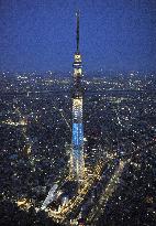 Tokyo Skytree illuminated before grand opening