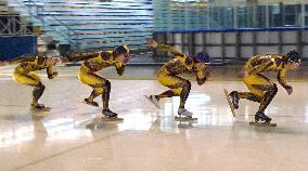 Japanese speed skaters practice in Calgary for Olympics