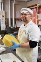 Italian man working at cheese factory in Hokkaido