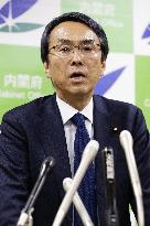 New economy minister Ishihara attends press conference