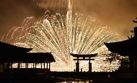 Fireworks show near Itsukushima Shrine