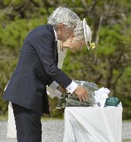 Emperor visits Okinawa ahead of 70th anniv. of Tsushima Maru sinking