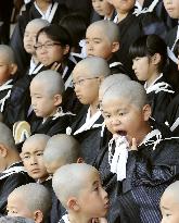 Initiation ceremony held for school pupils to become Buddhist monks