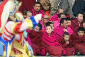 Tibetan Buddhist mask dance performed to celebrate New Year