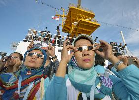Total solar eclipse sweeps across parts of Indonesia