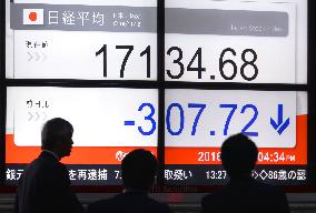 Tokyo stocks sink on tightening U.S. presidential race