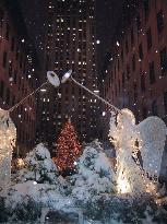 Snow falls in New York