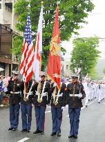 U.S. Marines lead "Black Ship Festival" parade in Shizuoka Pref.