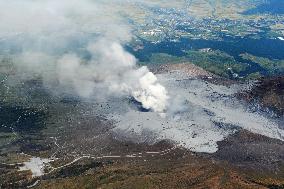 Volcanic eruption on Mt. Aso