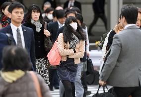 1st cold blast observed in Tokyo