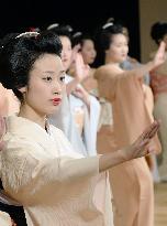 Geisha gather for joint practice of traditional dance