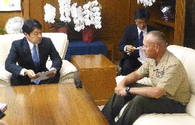 Japan's defense chief, U.S. commander meet over troubled Ospreys