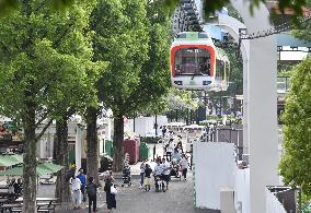 Suspended monorail at Ueno Zoo in Tokyo