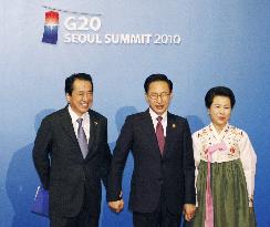 Kan, Lee at G-20 summit reception