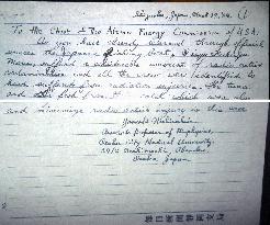 Japanese scientist letter displayed at atomic museum in Nevada