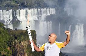 Olympic torch arrives at Iguazu Falls