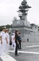Inada tours MSDF base in Yokosuka