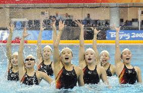 Japan's synchronized swimming team practices in Beijing