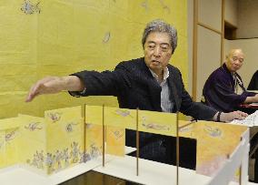 Ex-PM Hosokawa unveils sketches for paintings to be offered to Nara temple