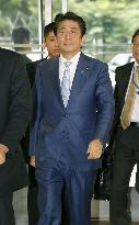 PM Abe arrives at LDP headquarters