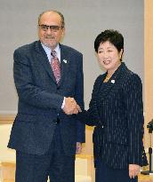 Tokyo Gov. Koike meets with Palestine mission chief