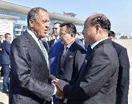 Russia's Foreign Minister Lavrov leaving N. Korea