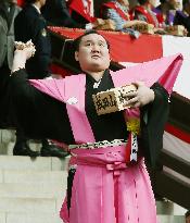 Yokozuna Hakuho attends traditional bean-throwing event