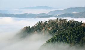 Sea of clouds enwraps Matsuyama Castle in Japan's Okayama Prefecture