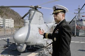 U.S. Navy shows drone surveillance chopper aboard combat ship