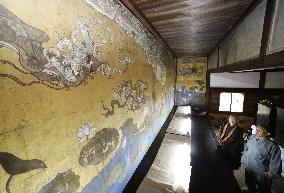 Kyoto temple shows Heavenly Maiden painting on paper screen
