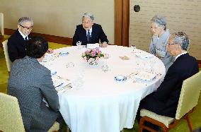 Emperor, empress talk with recipients of Japan Academy prizes