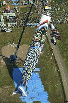Jumbo carp streamer in Japan