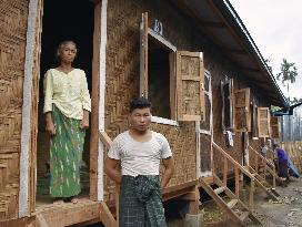 Temporary housing for refugees in Myanmar's Kachin State