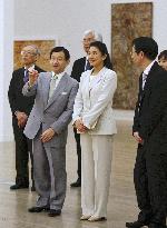 Crown prince, princess visit Emily Kngwarreye exhibition