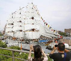 All new sails set aboard Nippon Maru in Yokohama port