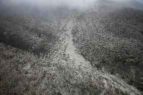 1 day after volcano eruption on Japanese small island