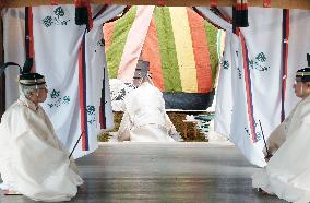 Shinto priests perform rite before periodic rebuilding of Kyoto shrine