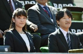 Prince Akishino, Princess Mako watch Japan Open tennis match