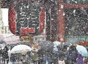 Wide areas of Japan hit by snow