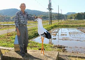 Farmer seeking to bring back wild storks in Fukui, western Japan