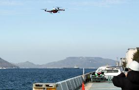 Drone leaves on trial flight to remote islands for goods transport