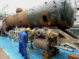 Steam locomotive under repair