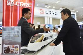 Chinese rolling stock maker displays high-speed train model at New Delhi fair