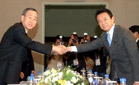 Ban expresses regret over historical issues to Japan's Aso
