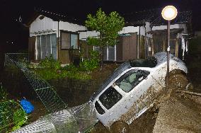 Heavy rain-caused mudslides in Nagano Pref.