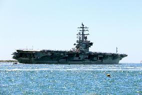 U.S. nuclear-powered carrier Ronald Reagan leaves for Japan